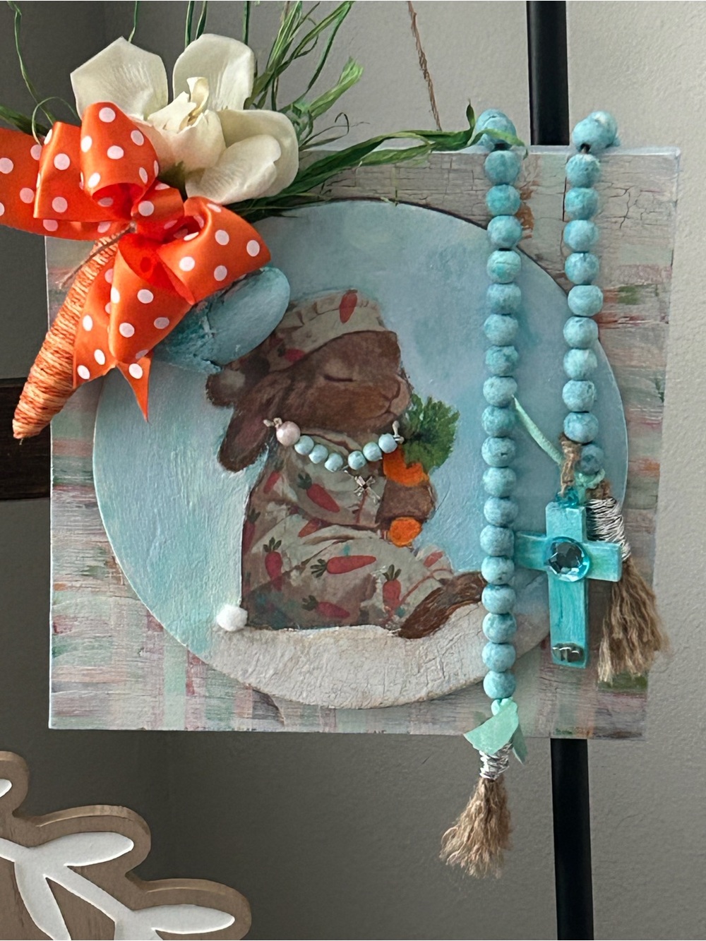 Sleeping Baby Bunny, Carrot & Cross